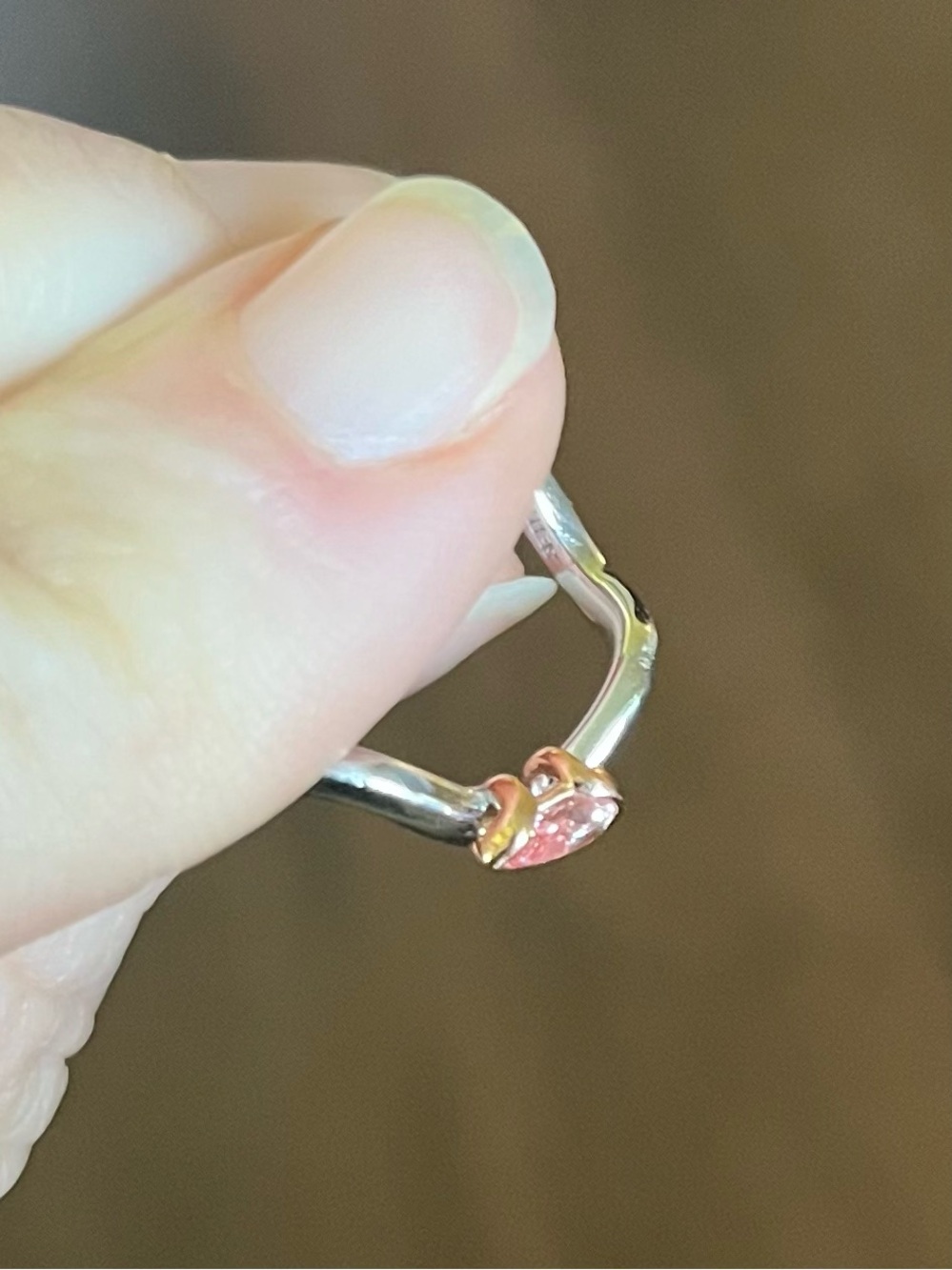 SETTE Coquette Two Toned Pink Pear Pinky Ring Size 4 - Picture 10 of 15